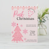 Rosa Einladung zur Weihnachtsfeier (Stehend Vorderseite)