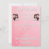 Rosa Einladungen für Hochzeiten mit Diamanten-Glit (Vorderseite)