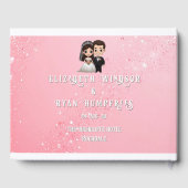 Rosa Einladungen für Hochzeiten mit Diamanten-Glit Gästebuch (Rückseite)