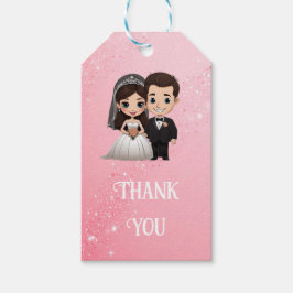 Rosa Einladungen für Hochzeiten mit Diamanten-Glit Geschenkanhänger