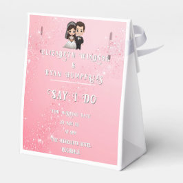 Rosa Einladungen für Hochzeiten mit Diamanten-Glit Geschenkschachtel