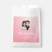 Rosa Einladungen für Hochzeiten mit Diamanten-Glit Geschenktütchen (Vorderseite)