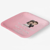 Rosa Einladungen für Hochzeiten mit Diamanten-Glit Pappteller (Gewinkelt)