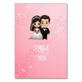Rosa Einladungen für Hochzeiten mit Diamanten-Glit Tischnummer