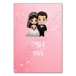 Rosa Einladungen für Hochzeiten mit Diamanten-Glit Tischnummer