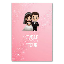 Rosa Einladungen für Hochzeiten mit Diamanten-Glit Tischnummer
