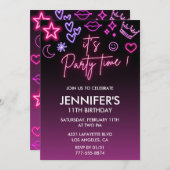 Rosa Einladungen zum 11. Geburtstag für ihre Kinde (Vorne/Hinten)