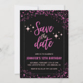 Rosa Einladungen zum 12. Geburtstag Save the Date  (Vorderseite)