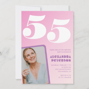 Rosa Einladungen zum 55. Geburtstag Retro-Foto