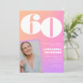 Rosa Einladungen zum 60. Geburtstag für ihr Retro- (Stehend Vorderseite)