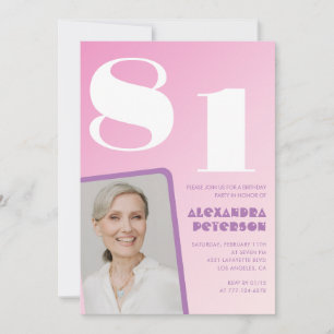 Rosa Einladungen zum 81. Geburtstag Retro-Foto