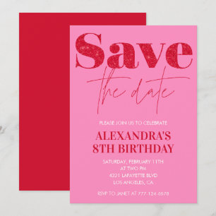 Rosa Einladungen zum 8. Geburtstag Save the Date C