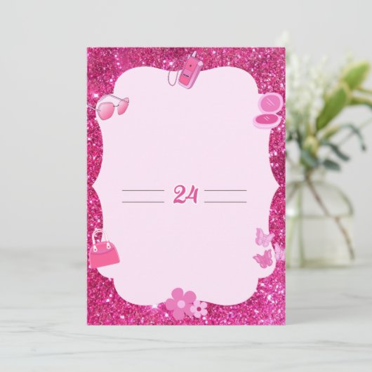 Rosa Einladungskarten (Stehend Vorderseite)