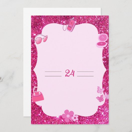 Rosa Einladungskarten (Vorne/Hinten)