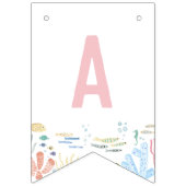 Rosa Eins der Meerestiere 1. Geburtstag Wimpelkette (Dritte Fahne)