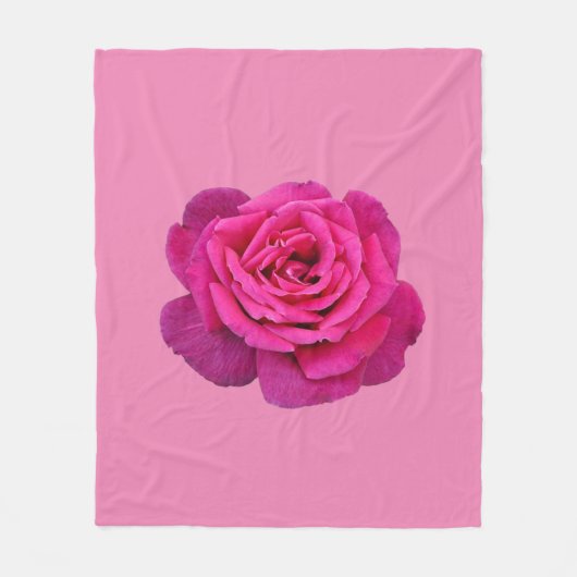 Rosa Einzelrose Fleecedecke (Vorderseite)