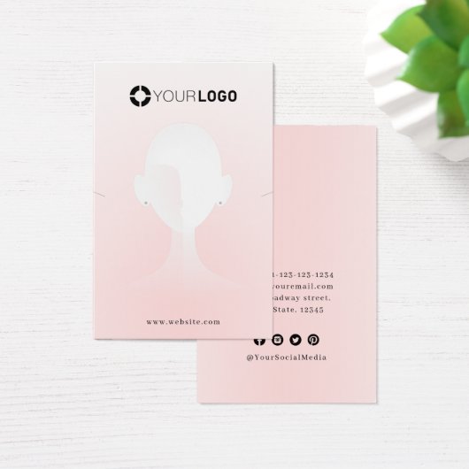 Rosa einzigartige Portrait-Logo Ohrring-Anzeige (Schreibtisch)