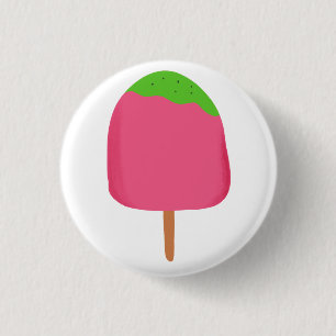 Rosa Eis am Stiel mit grüner Verzierung Button