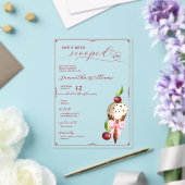 Rosa Eis Cream Cherry Red Scoopup Brautparty Acryleinladungen (In Situ (Hochzeit))