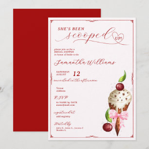 Rosa Eis Cream Cherry Red Scoopup Brautparty Einladung