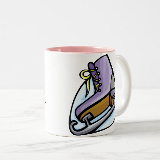 Rosa Eis-Skate Zweifarbige Tasse (VorderseiteRechts)