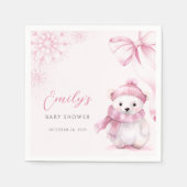 Rosa Eisbär-Baby-Shower-Servietten Serviette (Vorderseite)