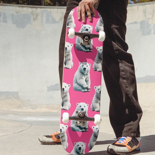 Rosa Eisbär Musterdesign  Skateboard