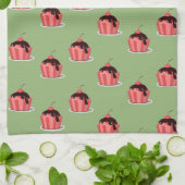 Rosa Eisbecher auf grün Geschirrtuch (Gefaltet)