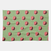 Rosa Eisbecher auf grün Geschirrtuch (Horizontal)