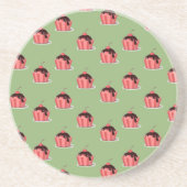 Rosa Eisbecher auf grün Getränkeuntersetzer (Vorne)