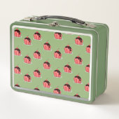 Rosa Eisbecher auf grün Metall Brotdose (Vorderseite)