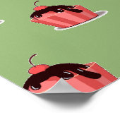 Rosa Eisbecher auf Grün Poster (Ecke)
