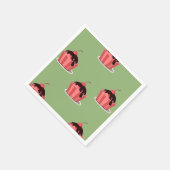 Rosa Eisbecher auf Grün Serviette (Ecke)