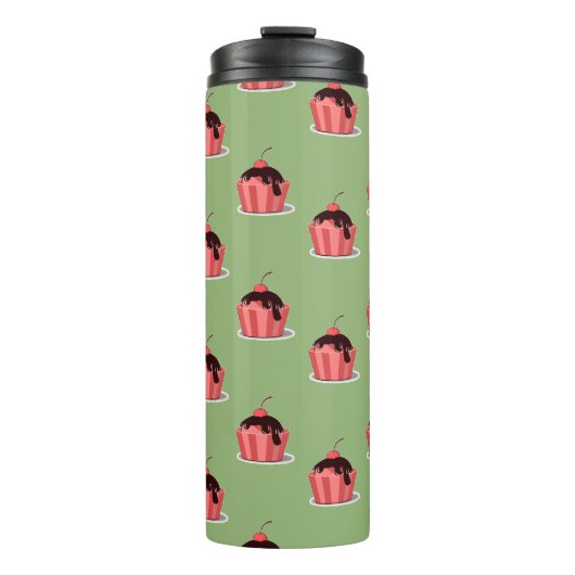 Rosa Eisbecher auf grün Thermosbecher (Vorderseite)