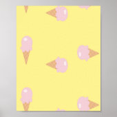 Rosa Eiscreme auf Gelb Poster (Vorne)