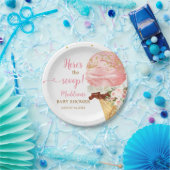 Rosa Eiscreme-Baby-Party Pappteller (Party)