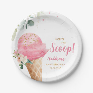 Rosa Eiscreme-Baby-Party Pappteller