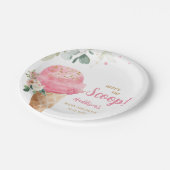 Rosa Eiscreme-Baby-Party Pappteller (Schrägansicht)