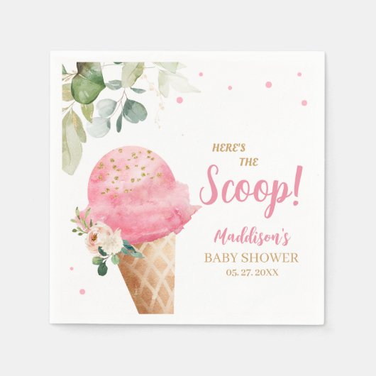 Rosa Eiscreme-Baby-Party  Serviette (Vorderseite)