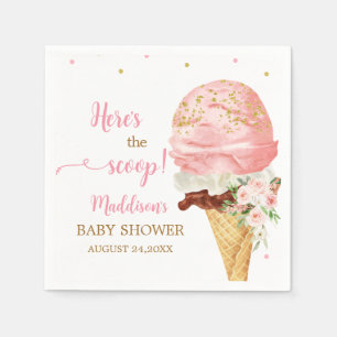Rosa Eiscreme-Baby-Party  Serviette