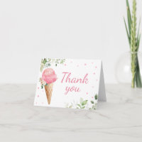 Rosa Eiscreme-Baby-Shower-Dankeskarten