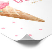 Rosa Eiscreme-Baby-Shower-Drinks-Schild Poster (Ecke)