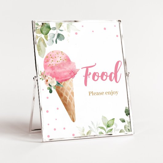 Rosa Eiscreme-Baby-Shower-Essensschild Poster
