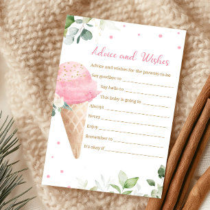 Rosa Eiscreme-Baby-Shower-Spiel für Ratschläge und