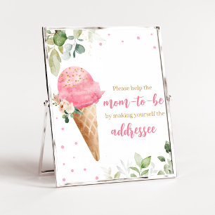 Rosa Eiscreme-Baby-Shower-Umschlag-Station-Schild Poster