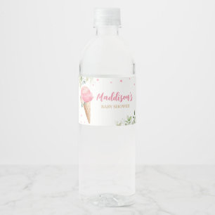Rosa Eiscreme-Baby-Shower  Wasserflaschenetikett