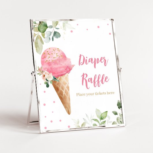 Rosa Eiscreme-Baby-Shower-Windel-Raffle-Schild Poster