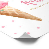 Rosa Eiscreme-Baby-Shower-Windel-Raffle-Schild Poster (Ecke)