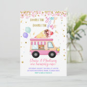 Rosa Eiscreme doppelt so viele Scoop-Zwillinge zum Einladung (Stehend Vorderseite)