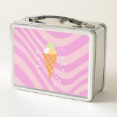 Rosa Eiscreme, Eiscreme, Preppy, Preppy Art Metall Brotdose (Rückseite)